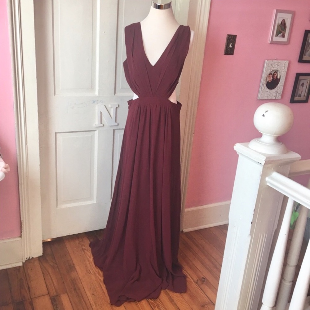 ASOS burgundy floor length gown size 10